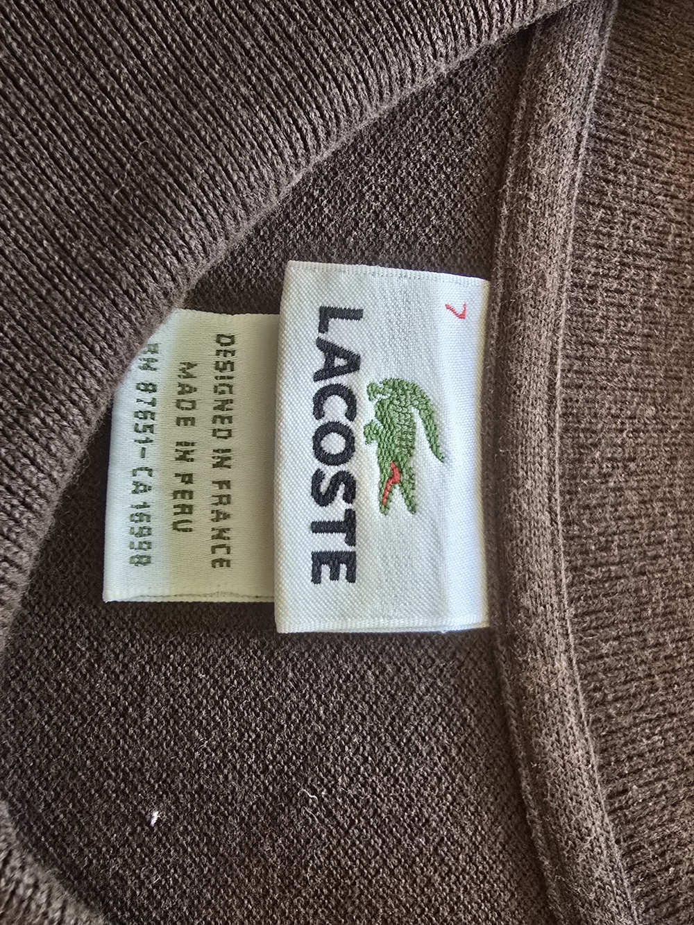 Lacoste Brown Polo with Embroidered Green Crocodile